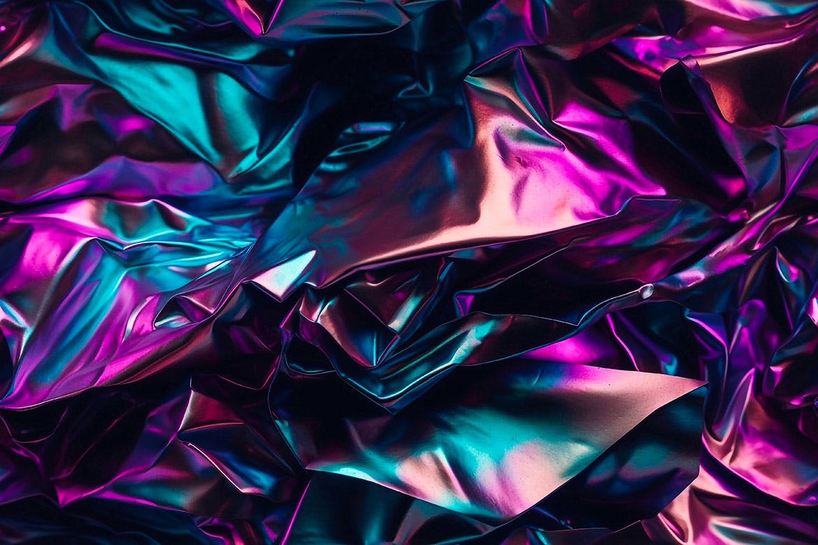 3D全息彩虹皱褶铝箔无缝背景 Iridescent Crumpled Foil Seamless Backgrounds 图片素材 sucaiwan.com