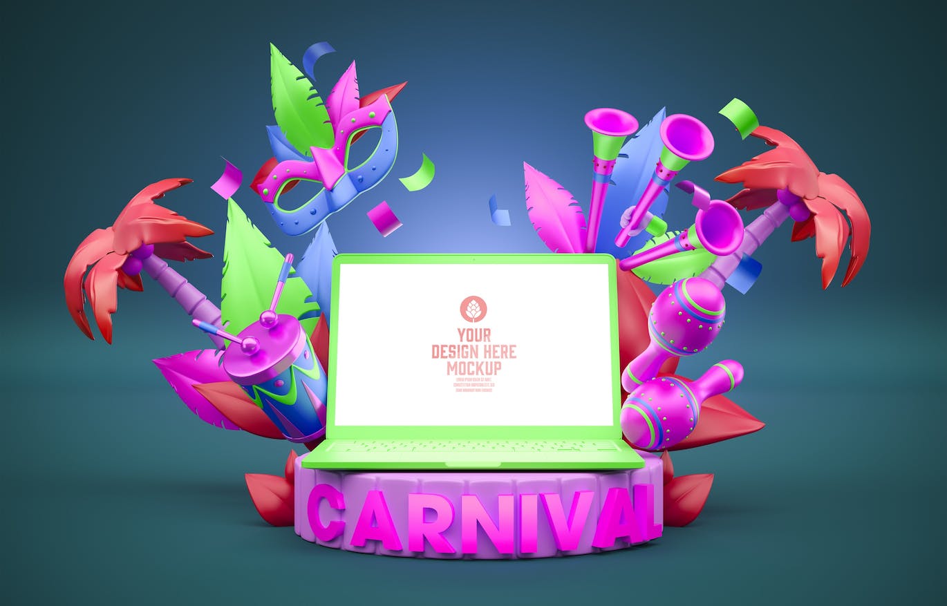 狂欢节元素设备屏幕样机图psd素材 Set Carnival Screens Mockup 样机素材 sucaiwan.com