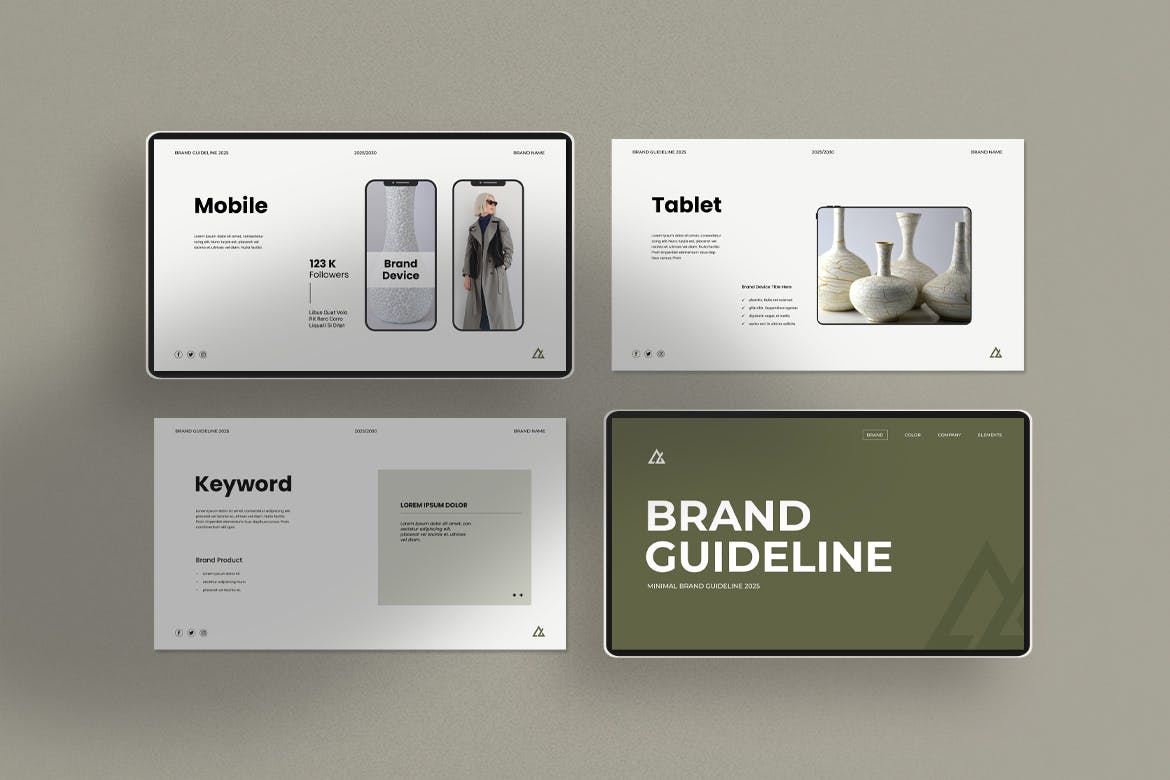 极简的品牌指南宣传画册模板 Minimal Brand Guideline Presentation Template 设计素材 sucaiwan.com