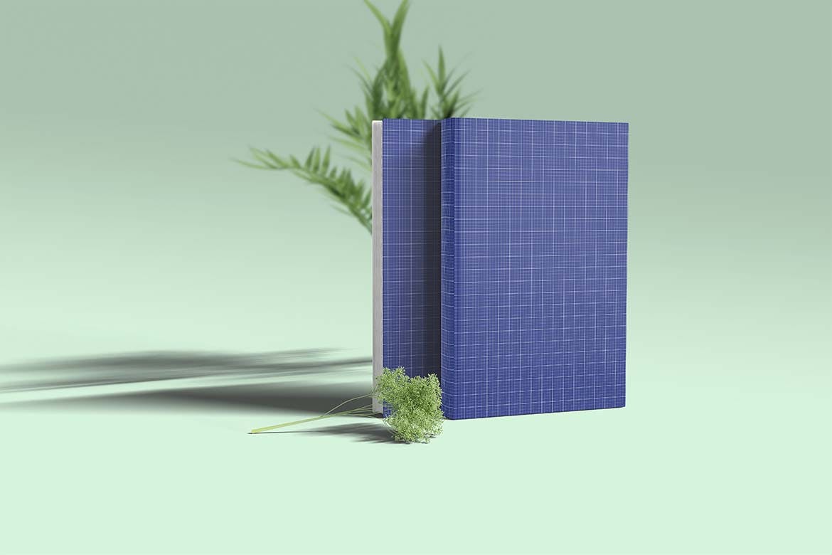 带植物装饰的书籍书皮封面展示样机图 Book Cover Mockup with Plant Ornament 样机素材 sucaiwan.com