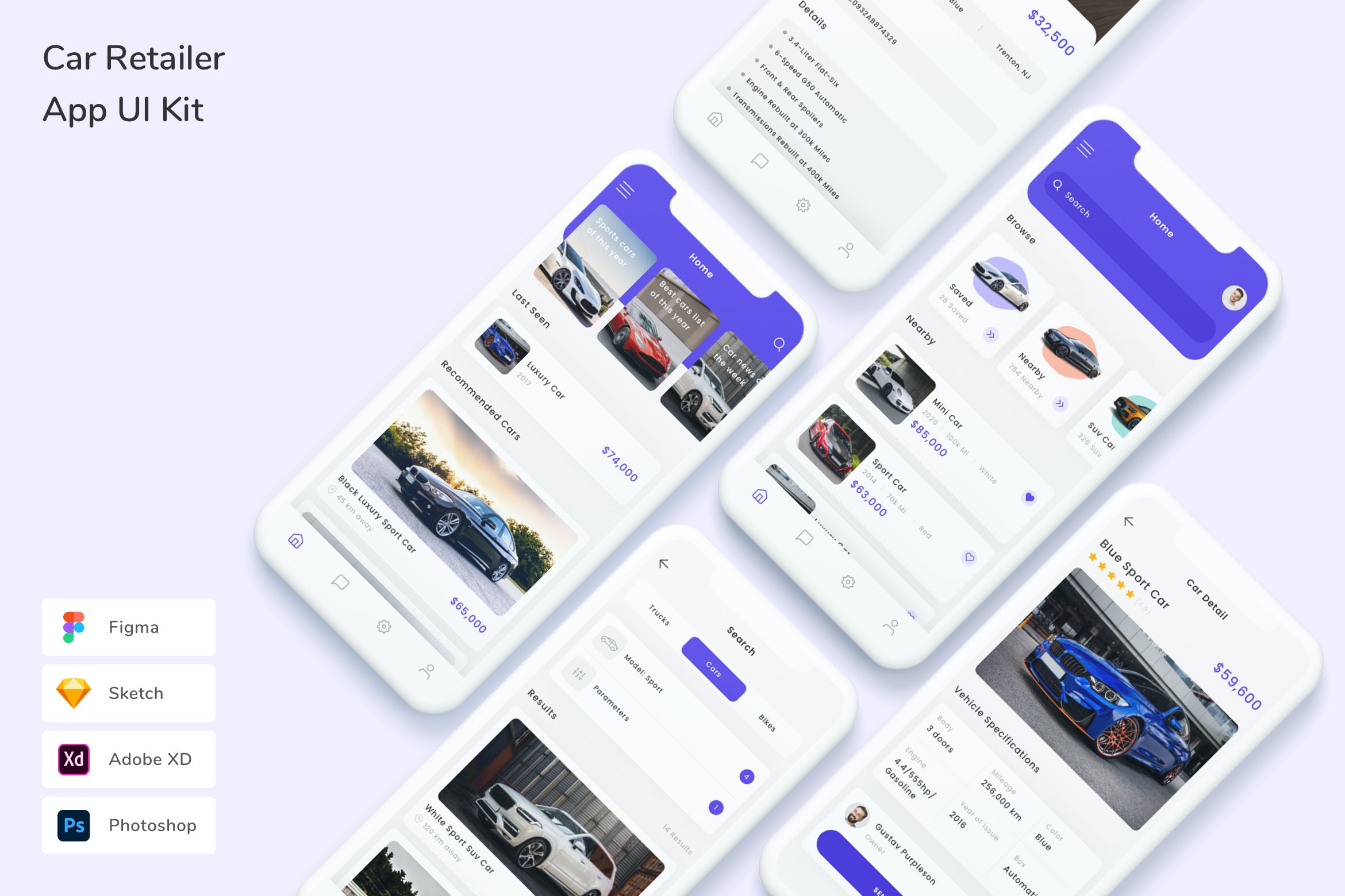 汽车经销商移动应用UI设计套件 Car Retailer App UI Kit APP UI sucaiwan.com