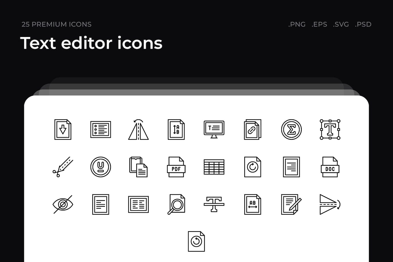 25枚文本编辑主题简约线条矢量图标 Text editor icons 图标素材 sucaiwan.com