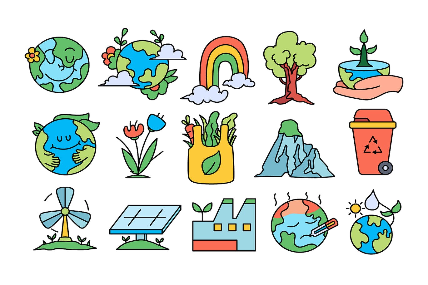 地球日矢量插画集 Earth Day Illustration Set 设计素材 sucaiwan.com
