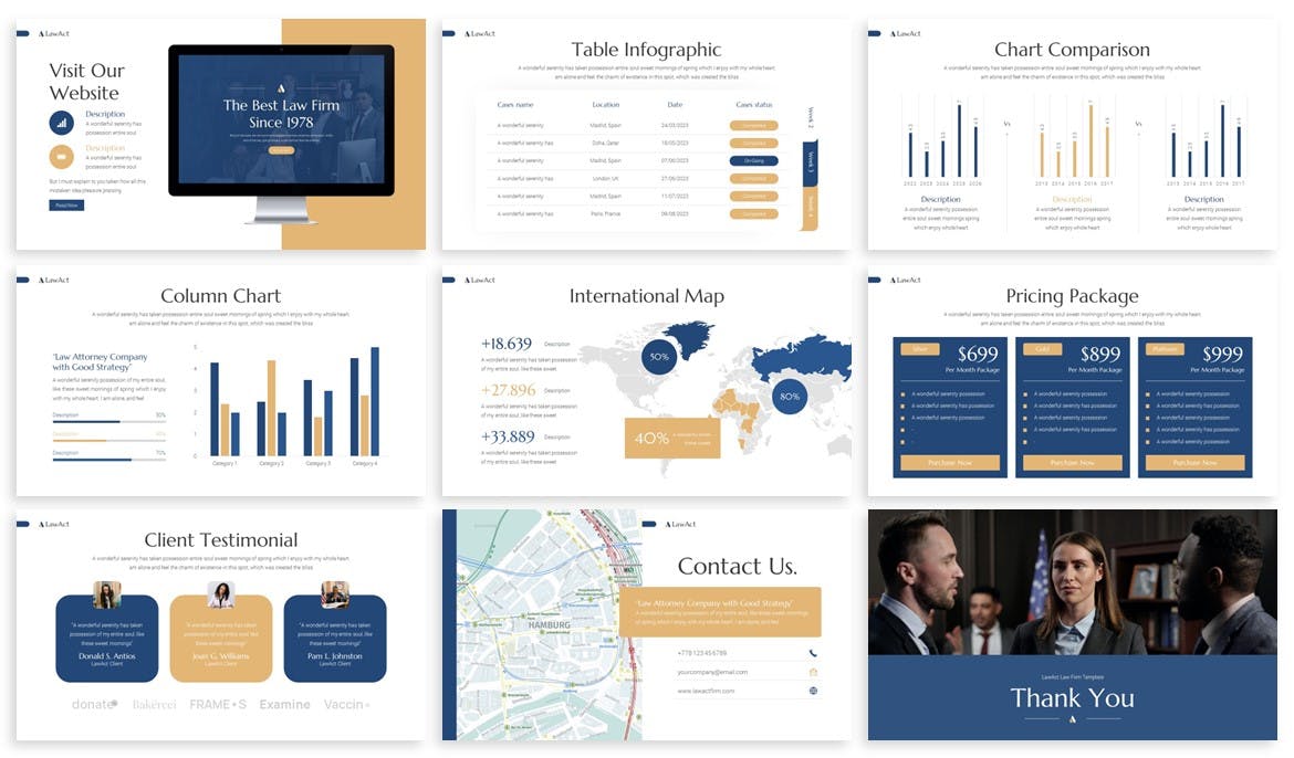律师事务所Google幻灯片模板素材 Lawact – Law Firm Google Slides Template 幻灯图表 sucaiwan.com