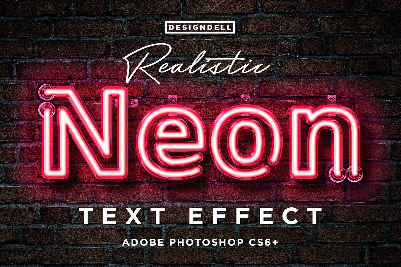 霓虹灯PS文本效果模板 Realistic Neon Photoshop Effect 插件预设 sucaiwan.com