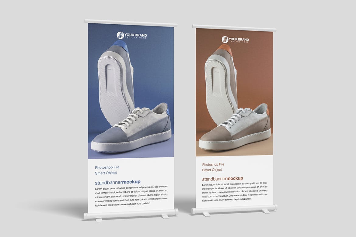 海报Banner广告架样机图psd模板 Stand Banner Mockup 样机素材 sucaiwan.com