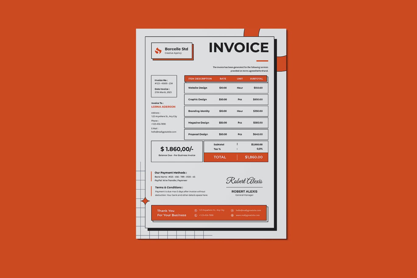 波普艺术商业单据发票设计模板 Minimal Pop Art Invoice 样机素材 sucaiwan.com
