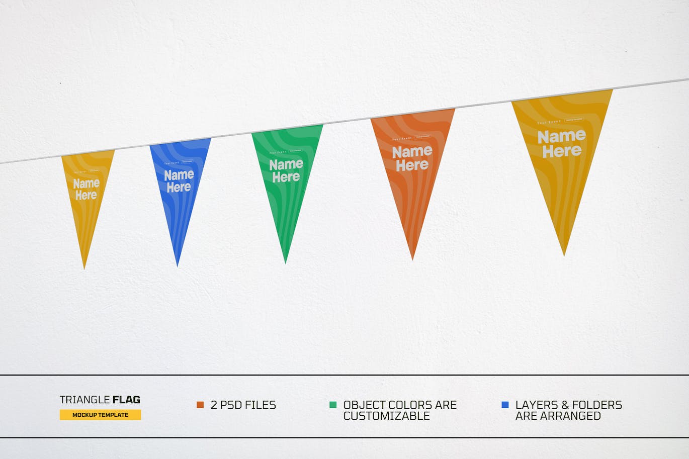 活动和节日三角旗设计样机图 Event & Festival Triangle Flag Mockup 样机素材 sucaiwan.com