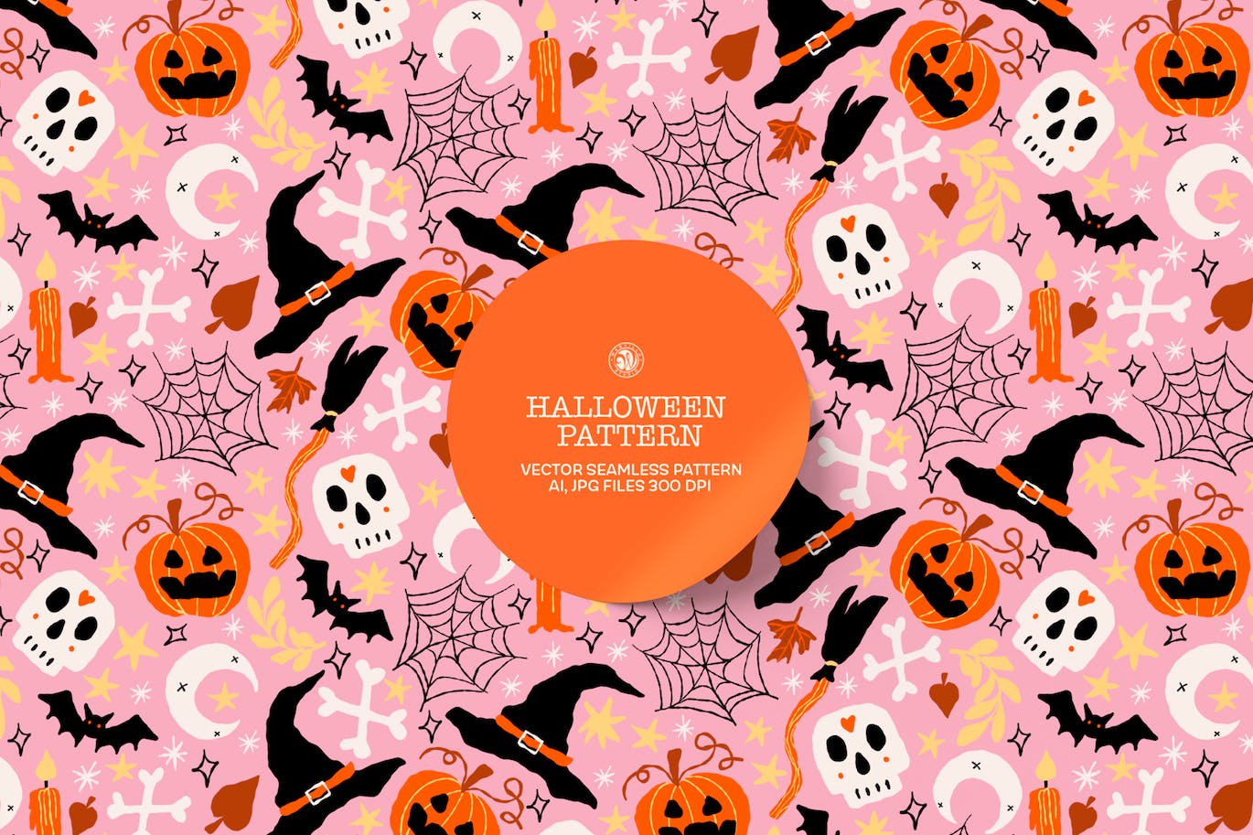 万圣节元素矢量图案 Halloween Vector Pattern 图片素材 sucaiwan.com