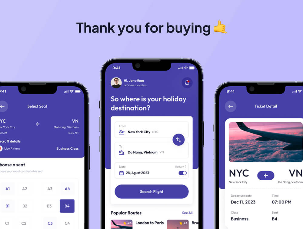 航班预订应用程序UI套件 APP UI sucaiwan.com