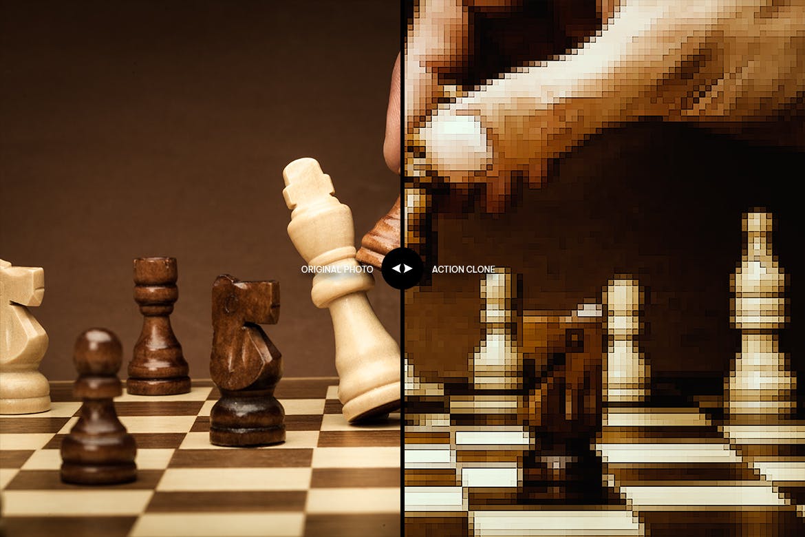 复古像素效果照片处理PS动作 Retro Pixel Photoshop Action 插件预设 sucaiwan.com