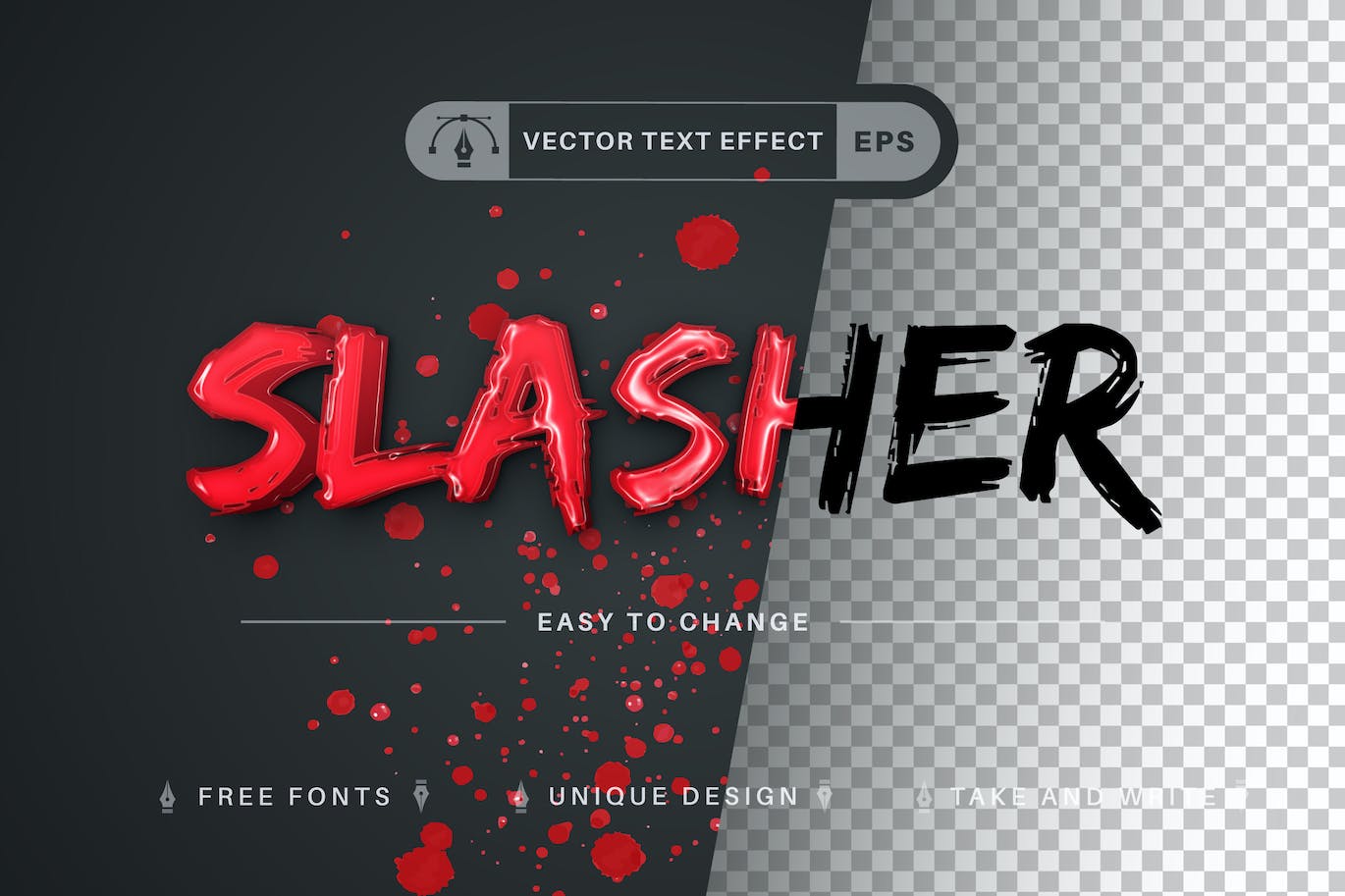 红色血腥矢量文字效果字体样式 Blood Slasher – Editable Text Effect, Font Style 插件预设 sucaiwan.com