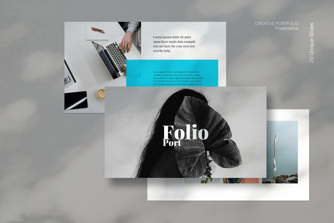 极简作品产品展示谷歌幻灯片创意模板 Minimal Portfolio Google Slides Template 幻灯图表 sucaiwan.com