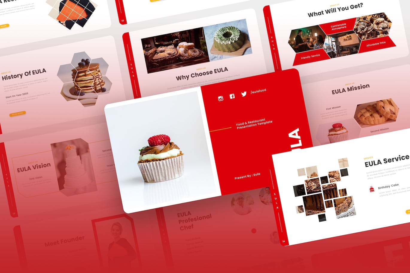 食品和餐厅Powerpoint模板 Eula – Food and Restaurant PowerPoint Template 幻灯图表 sucaiwan.com