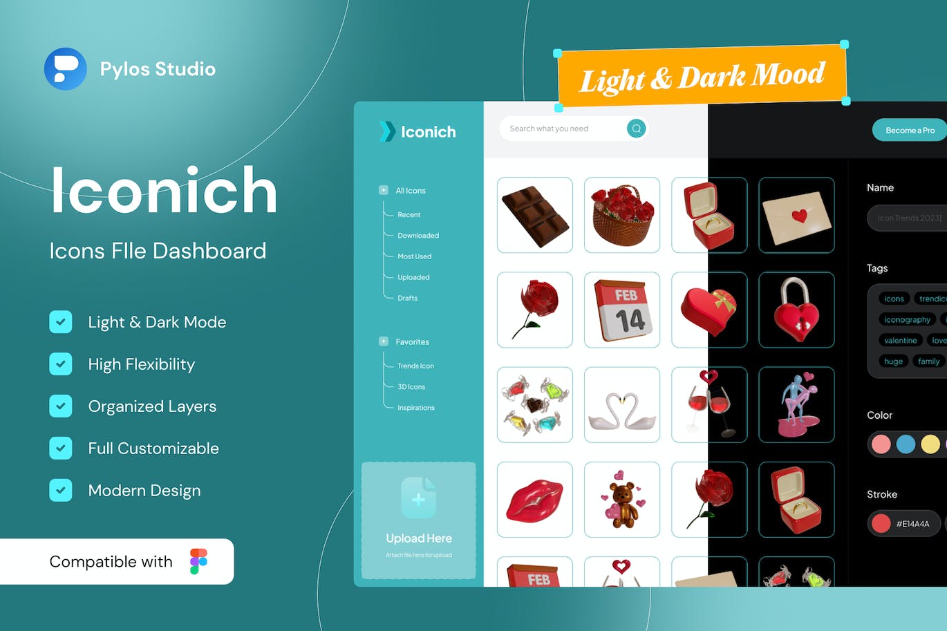 图标文件管理仪表盘设计UI套件 Iconich – Icon File Manager Dashboard UI Kits APP UI sucaiwan.com
