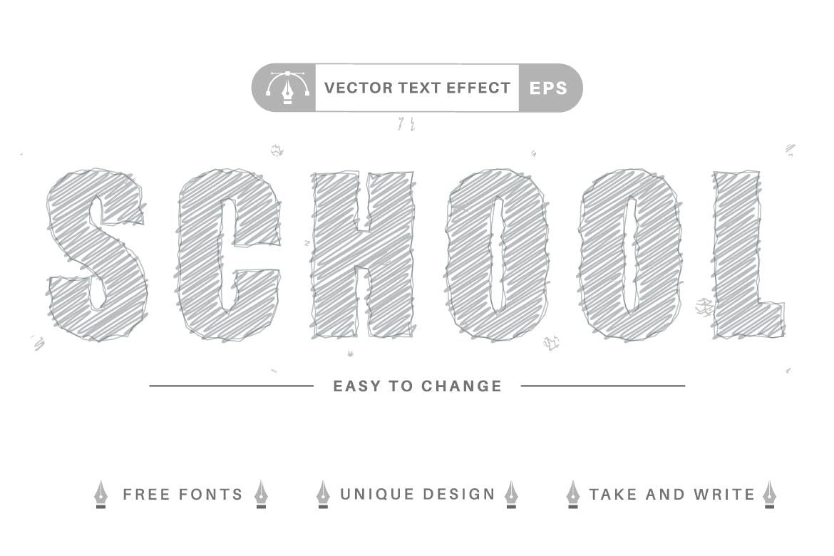 学校必备矢量文字效果字体样式 Set 10 School Editable Text Effects, Font Styles 插件预设 sucaiwan.com