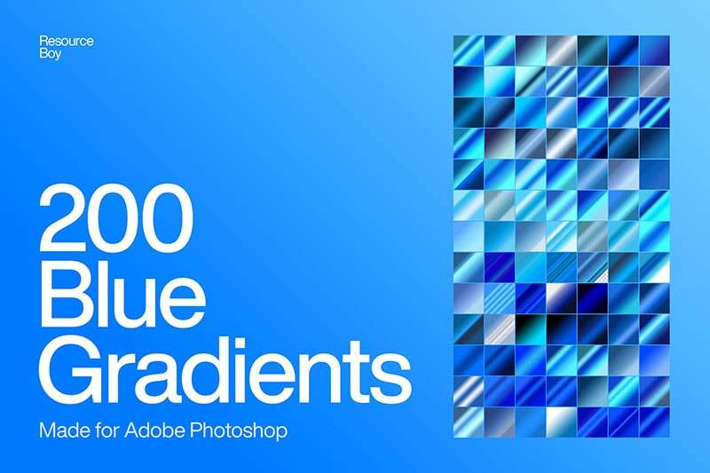 200个蓝色立体渐变色PS预设，grd格式 插件预设 sucaiwan.com