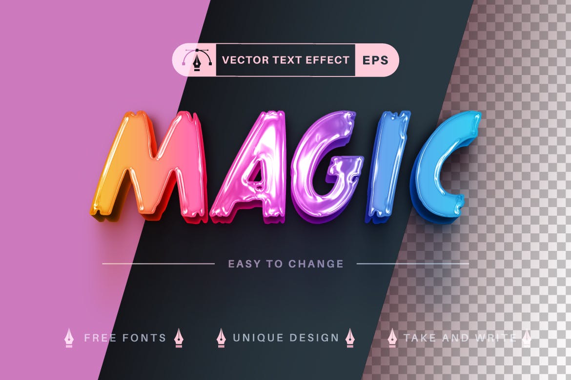 彩色液体矢量文字效果字体样式 Unicorn Slime – Editable Text Effect, Font Style 插件预设 sucaiwan.com