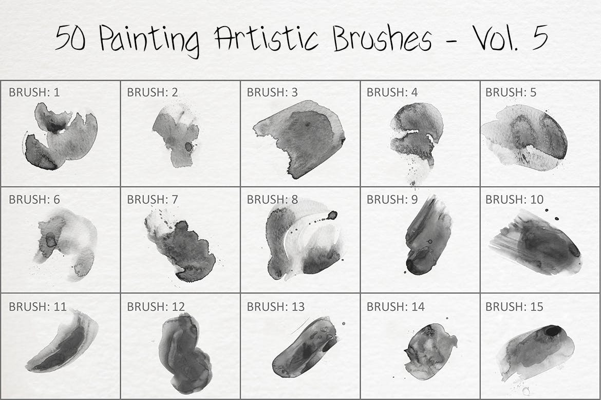 50个水彩艺术绘画笔刷素材v5 50 Painting Artistic Brushes – Vol. 5 笔刷资源 sucaiwan.com