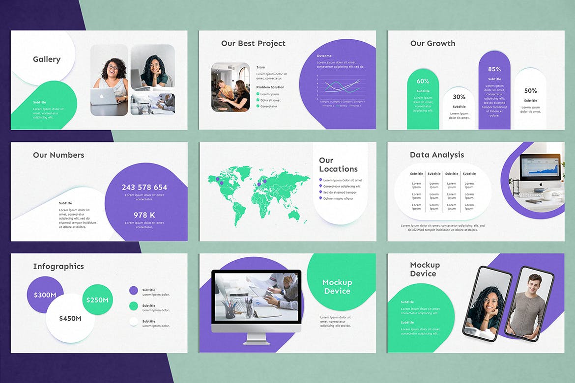 数字营销机构Powerpoint幻灯片模板 Digital Marketing PowerPoint Presentation Template 幻灯图表 sucaiwan.com