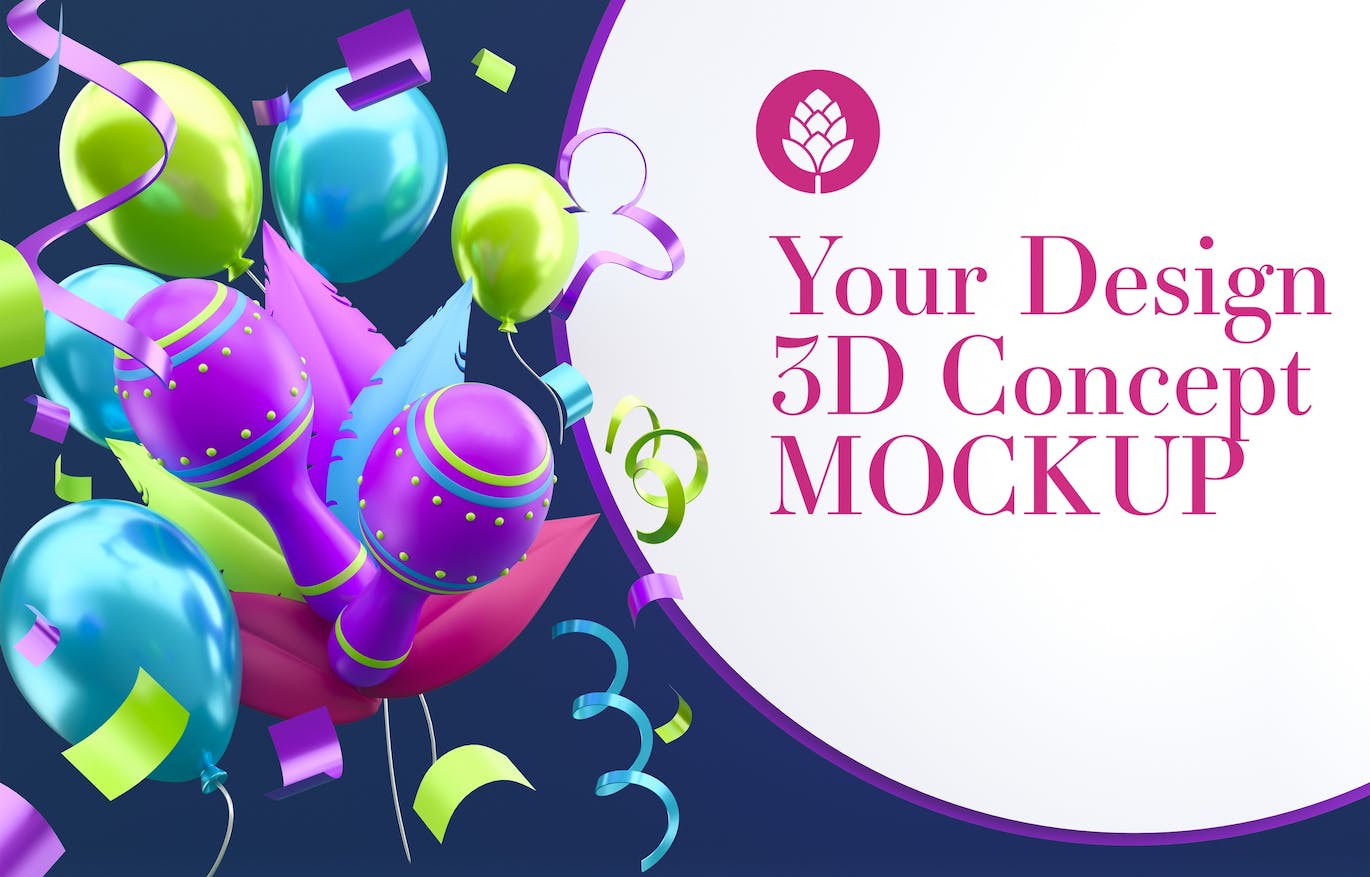 狂欢节装饰框架样机图psd素材 Set Carnival Mockup 样机素材 sucaiwan.com