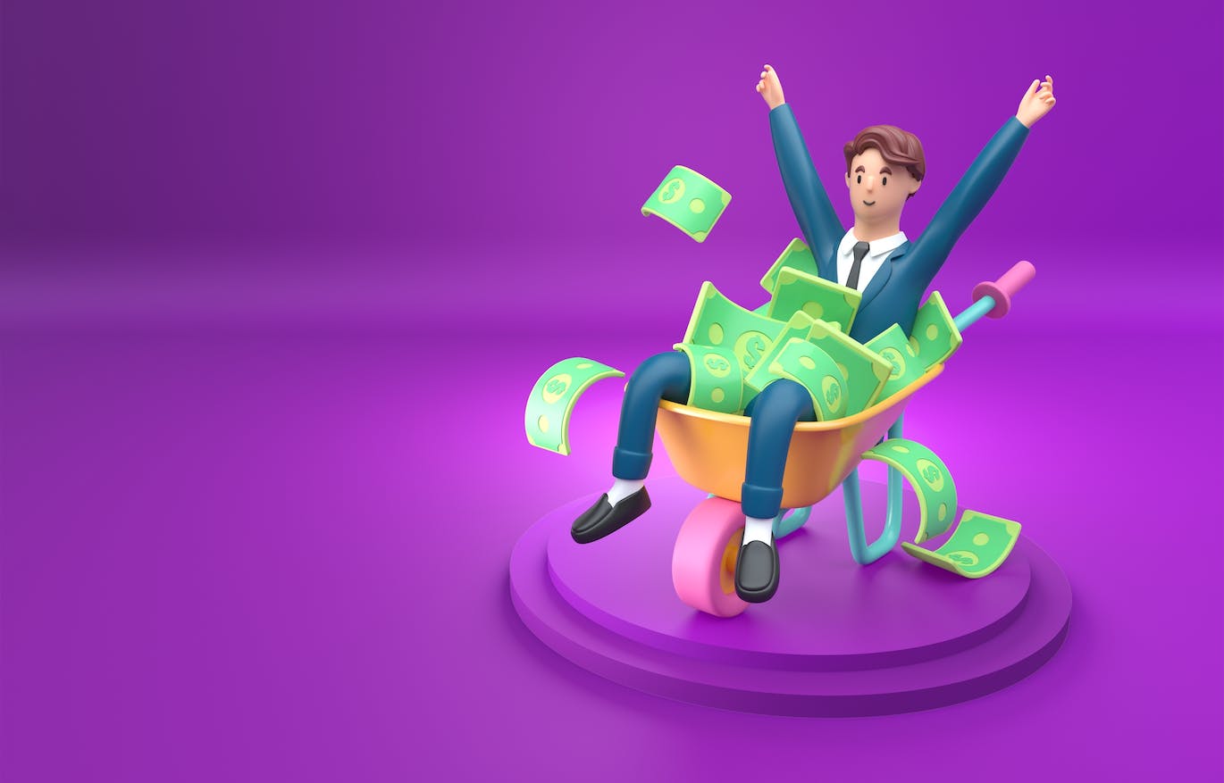 富翁财产概念3D插画psd素材 Set Millionaire Man Concept 设计素材 sucaiwan.com