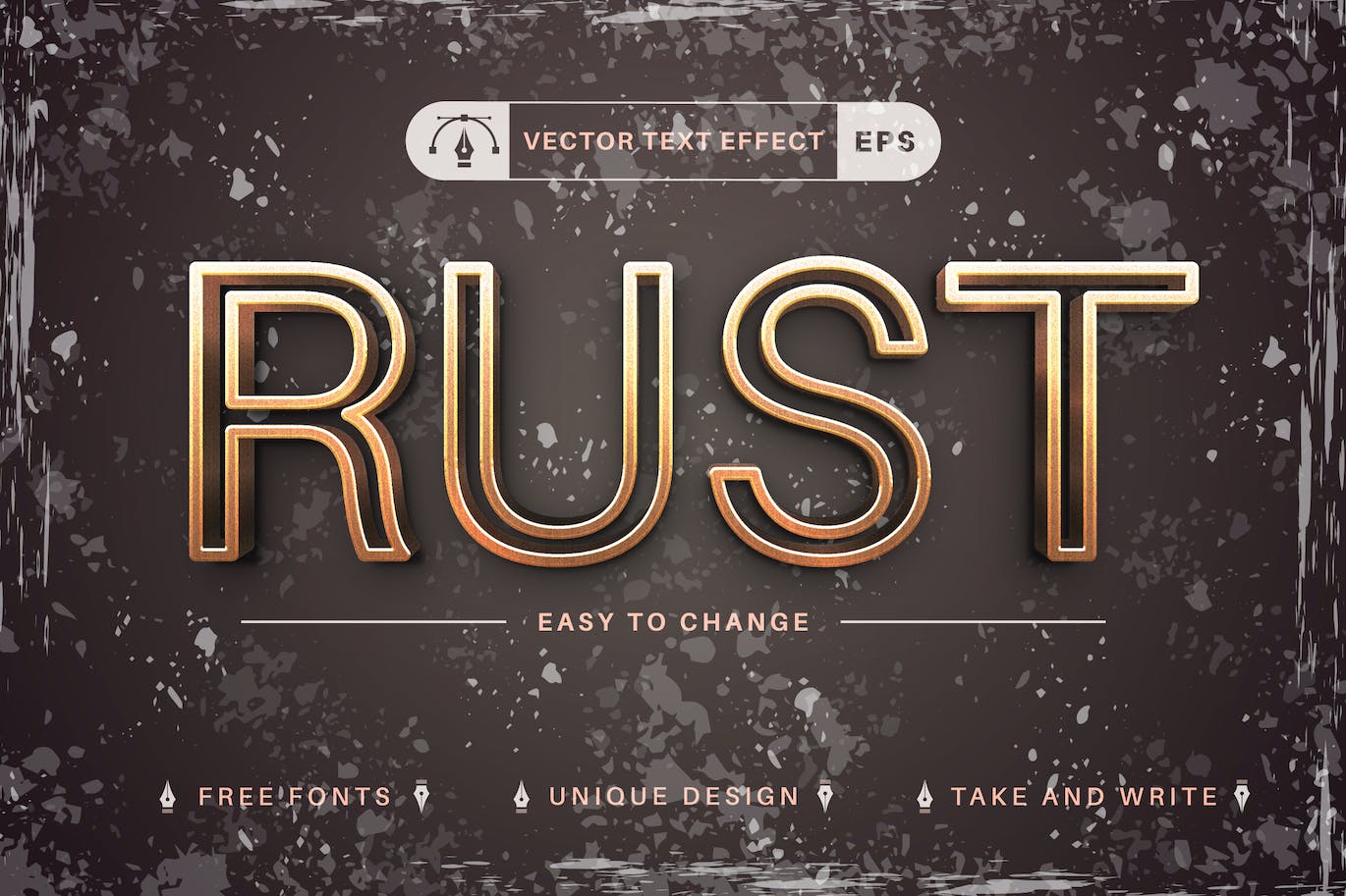 锈金属矢量文字效果字体样式 Rust – Editable Text Effect, Font Style 插件预设 sucaiwan.com