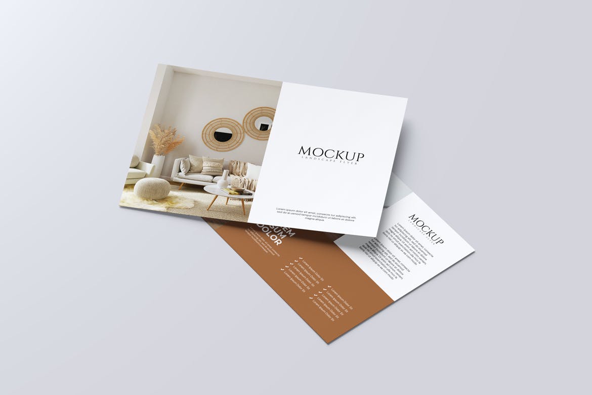 横版产品传单设计样机图 Landscape Flyer Mockup 样机素材 sucaiwan.com
