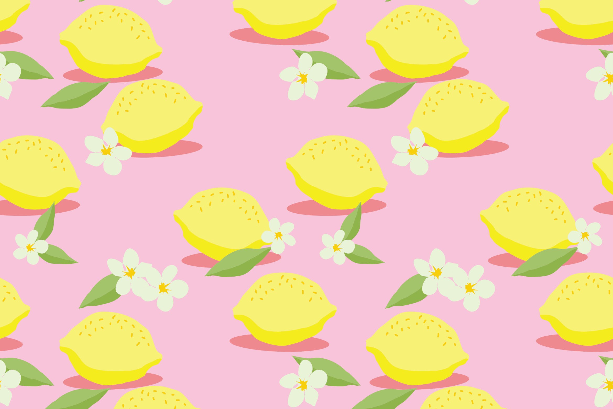 粉色背景柠檬无缝图案 Lemon on Pink Background Seamless Pattern 图片素材 sucaiwan.com