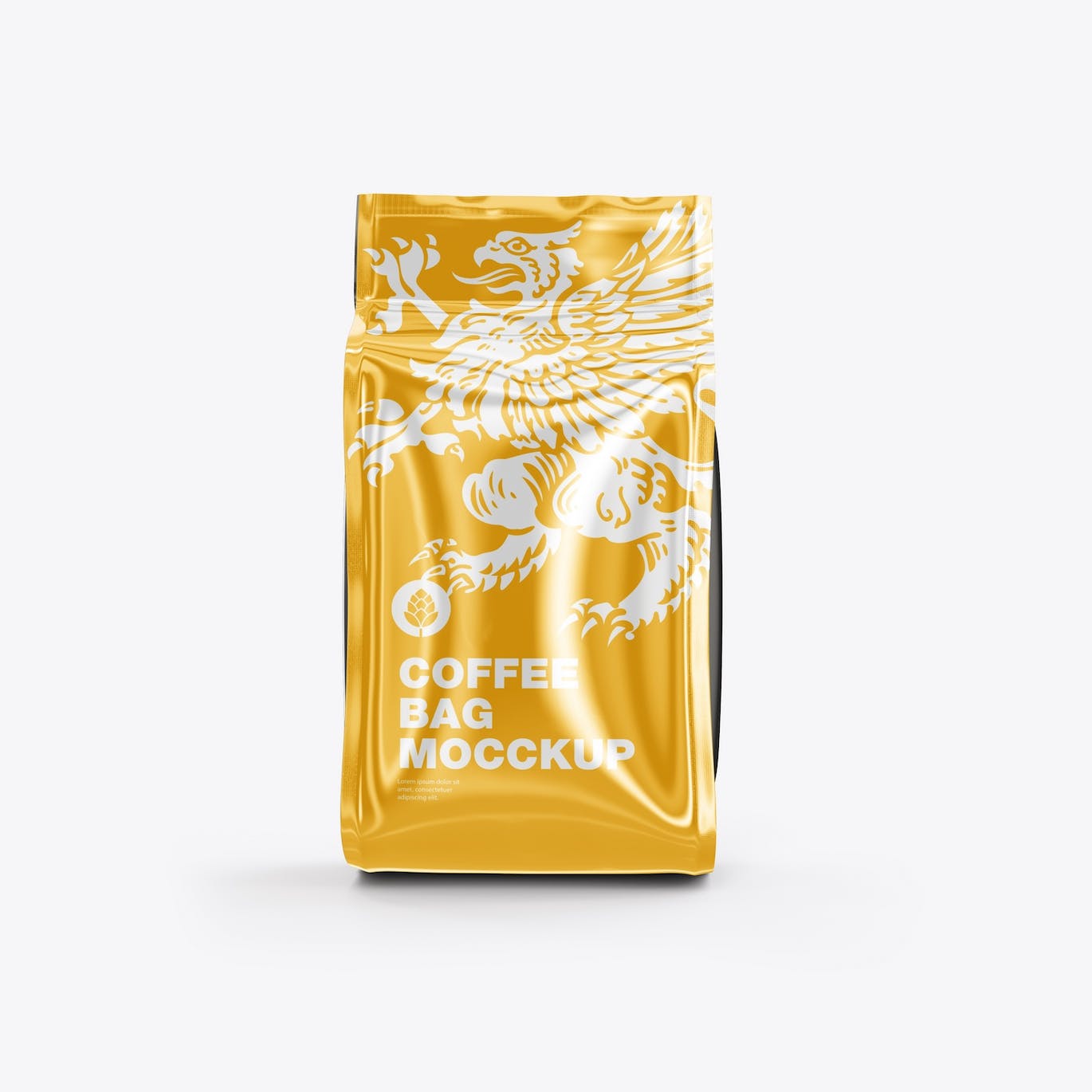 光滑的塑料纸咖啡袋包装设计样机图 Set Glossy Plastic Paper Coffee Bag Mockup 样机素材 sucaiwan.com