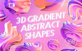 时尚渐变3D抽象形状背景图形素材PNG