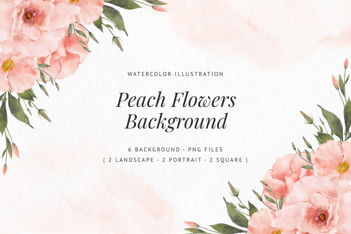 水彩插画桃色花朵背景 Peach Flowers Background – Watercolor Illustration 图片素材 sucaiwan.com