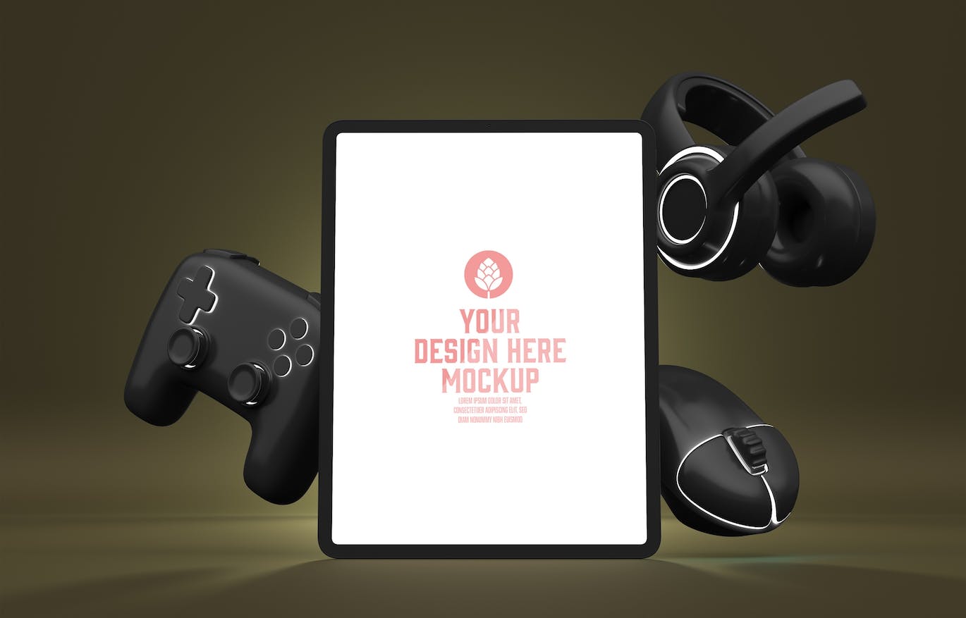 3D外设元素多媒体设备屏幕UI样机图psd素材 Set Multimedia Devices Mockup 样机素材 sucaiwan.com