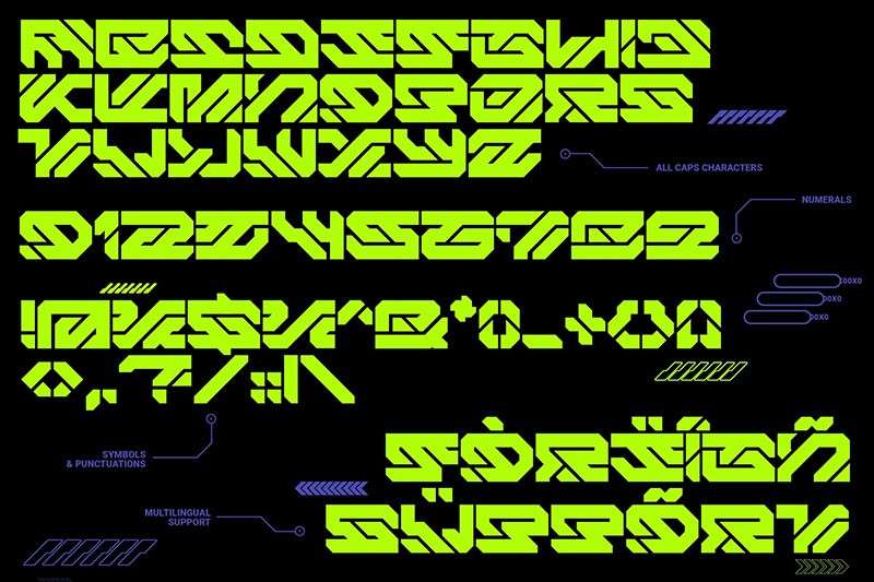 AeroFlux现代感机甲字体完整版 设计素材 sucaiwan.com