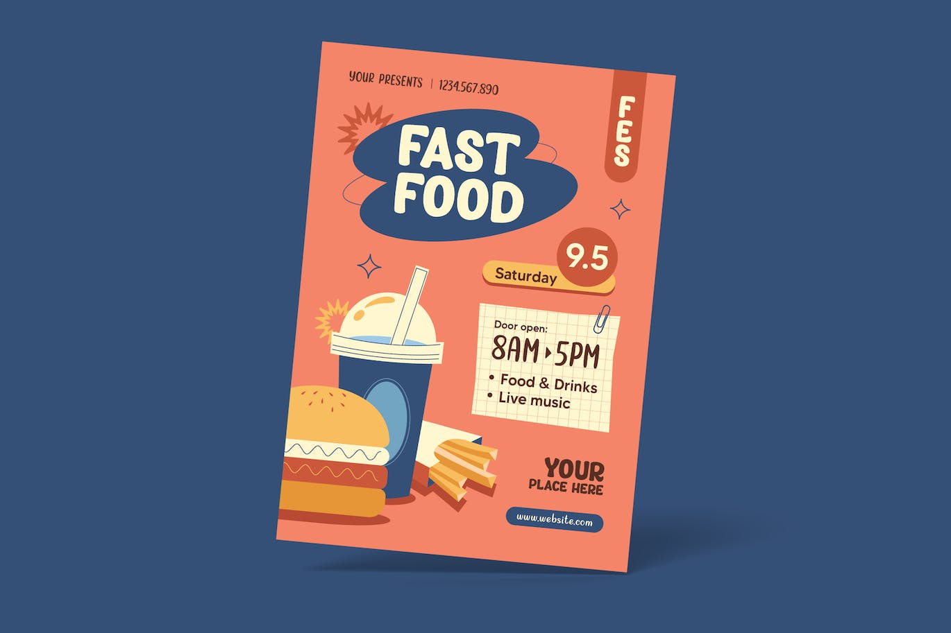 食品快餐节海报模板下载 Fast Food Festival Flyer 设计素材 sucaiwan.com