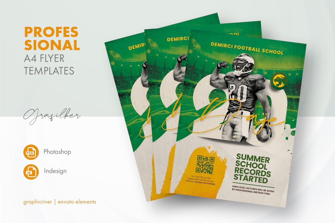 足球运动员传单模板下载 Football Player Flyer Templates 设计素材 sucaiwan.com