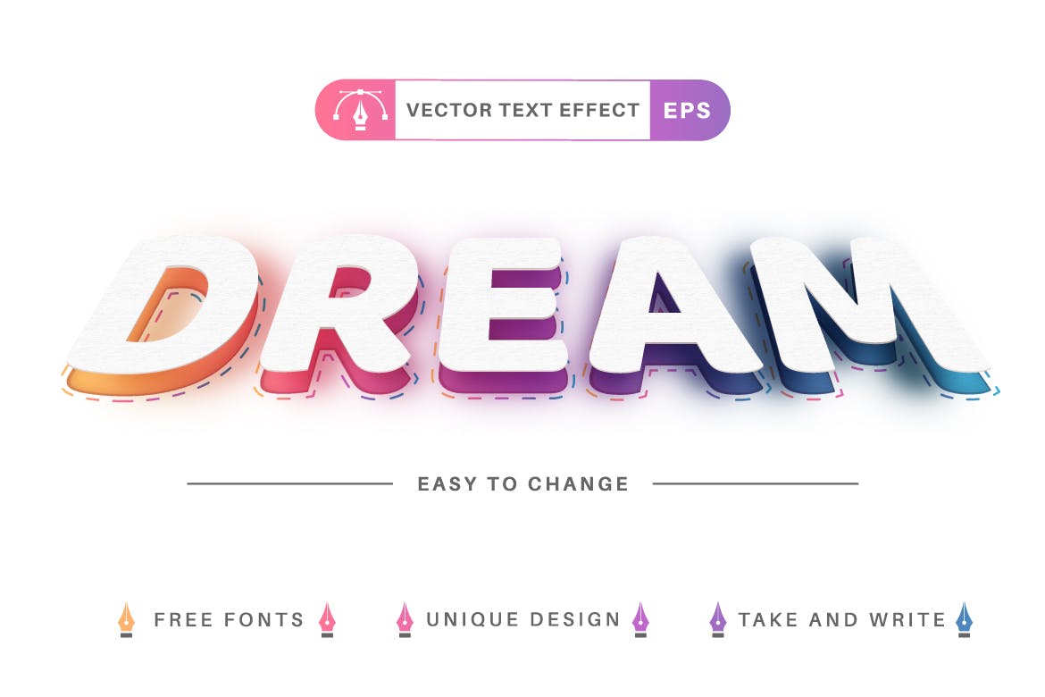 10种渐变彩虹矢量文字效果字体样式 Set 10 Rainbow Editable Text Effects, Font Styles 插件预设 sucaiwan.com