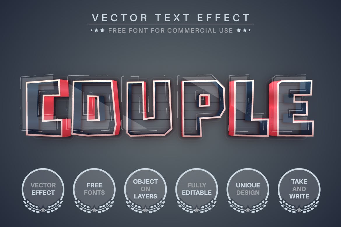 立体塑料感矢量文字效果字体样式 Plastic Stroke – Editable Text Effect, Font Style 插件预设 sucaiwan.com