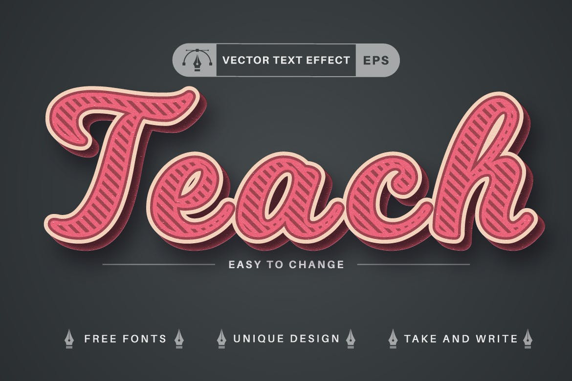 学校必备矢量文字效果字体样式 Set 10 School Editable Text Effects, Font Styles 插件预设 sucaiwan.com