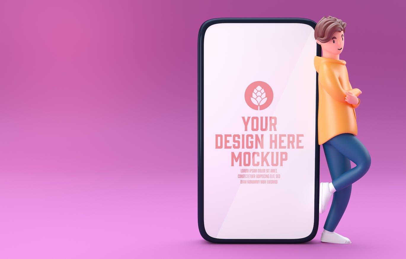3D人物白板屏幕&手机样机图psd素材 Set People with white Board and Mobile Mockup 样机素材 sucaiwan.com