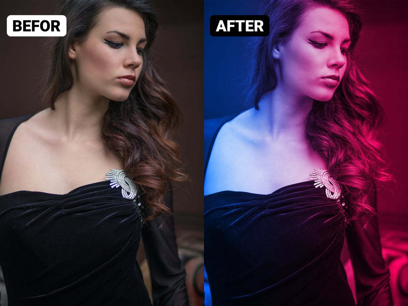 双色调光效照片效果PS动作 Dual Lighting Photoshop Action 插件预设 sucaiwan.com