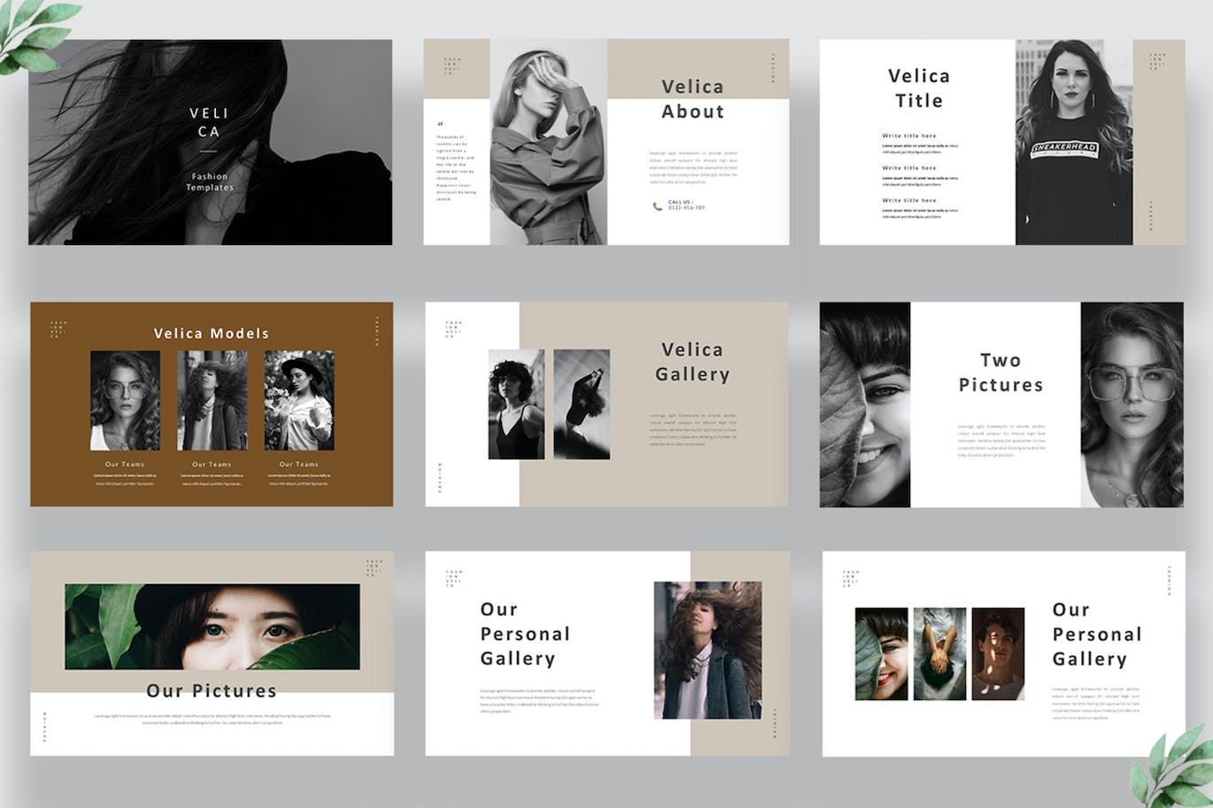 时尚商业品牌谷歌幻灯片创意模板 Velica Fashion Google Slides 幻灯图表 sucaiwan.com