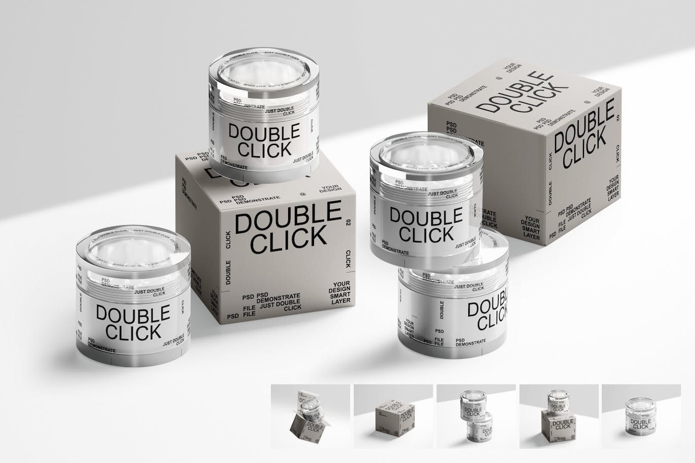 化妆品罐和盒子品牌包装样机套装 Cosmetic Jar and Box Mockup Set 样机素材 sucaiwan.com