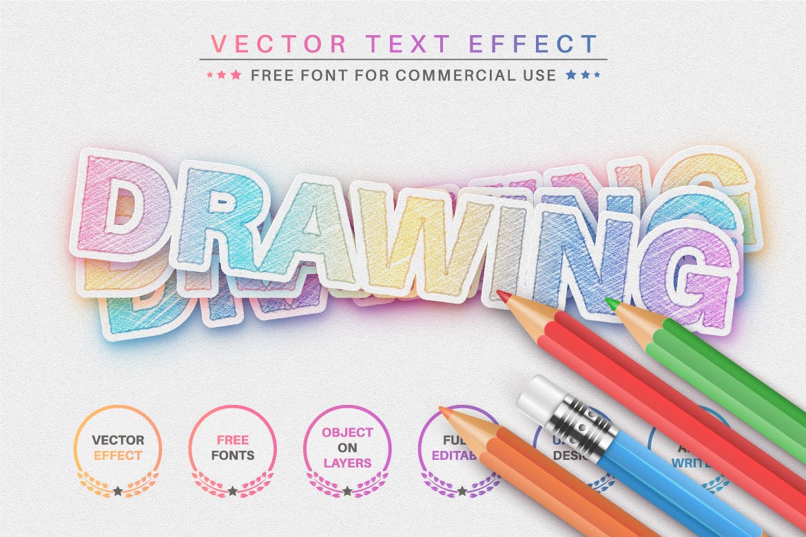 独角兽贴纸矢量文字效果字体样式 Unicorn Sticker – Editable Text Effect, Font Style 插件预设 sucaiwan.com