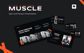 健身房和健身Keynote幻灯片演示模板 Muscle – Gym and Fitness Presentation Keynote