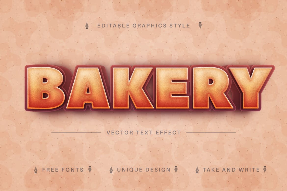 饼干色复古矢量文字效果字体样式 Biscuit – Editable Text Effect, Font Style 插件预设 sucaiwan.com