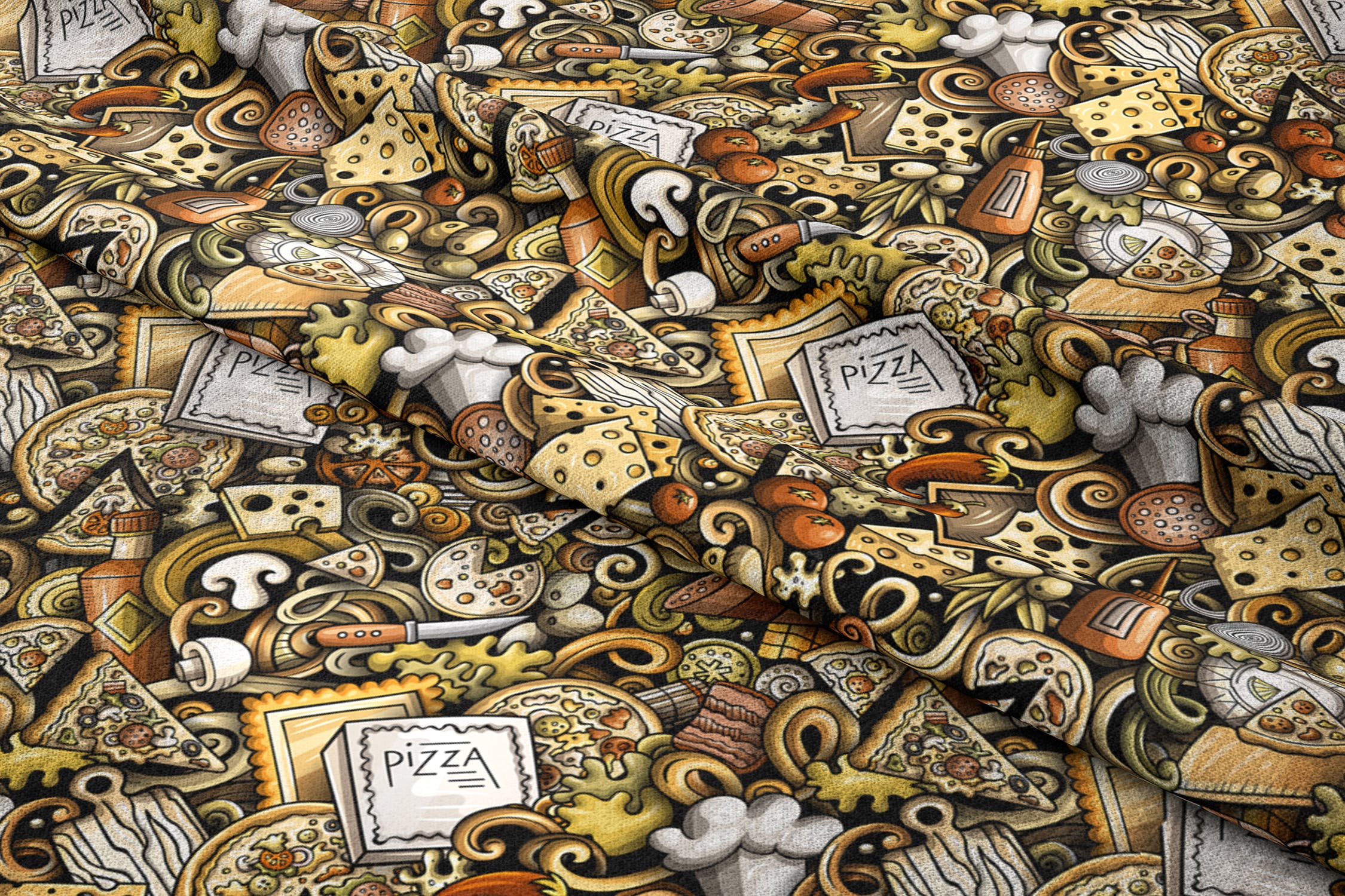 披萨卡通无缝图案素材 Pizza Cartoon Seamless Pattern 图片素材 sucaiwan.com