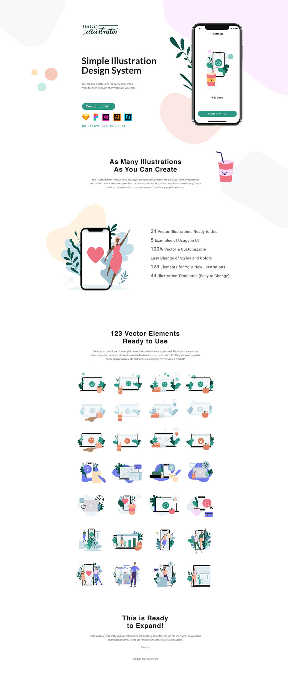 简单的矢量插画系统套件 APP UI sucaiwan.com