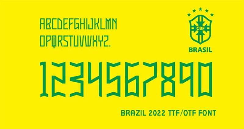 2022年世界杯巴西队球衣字体 设计素材 sucaiwan.com