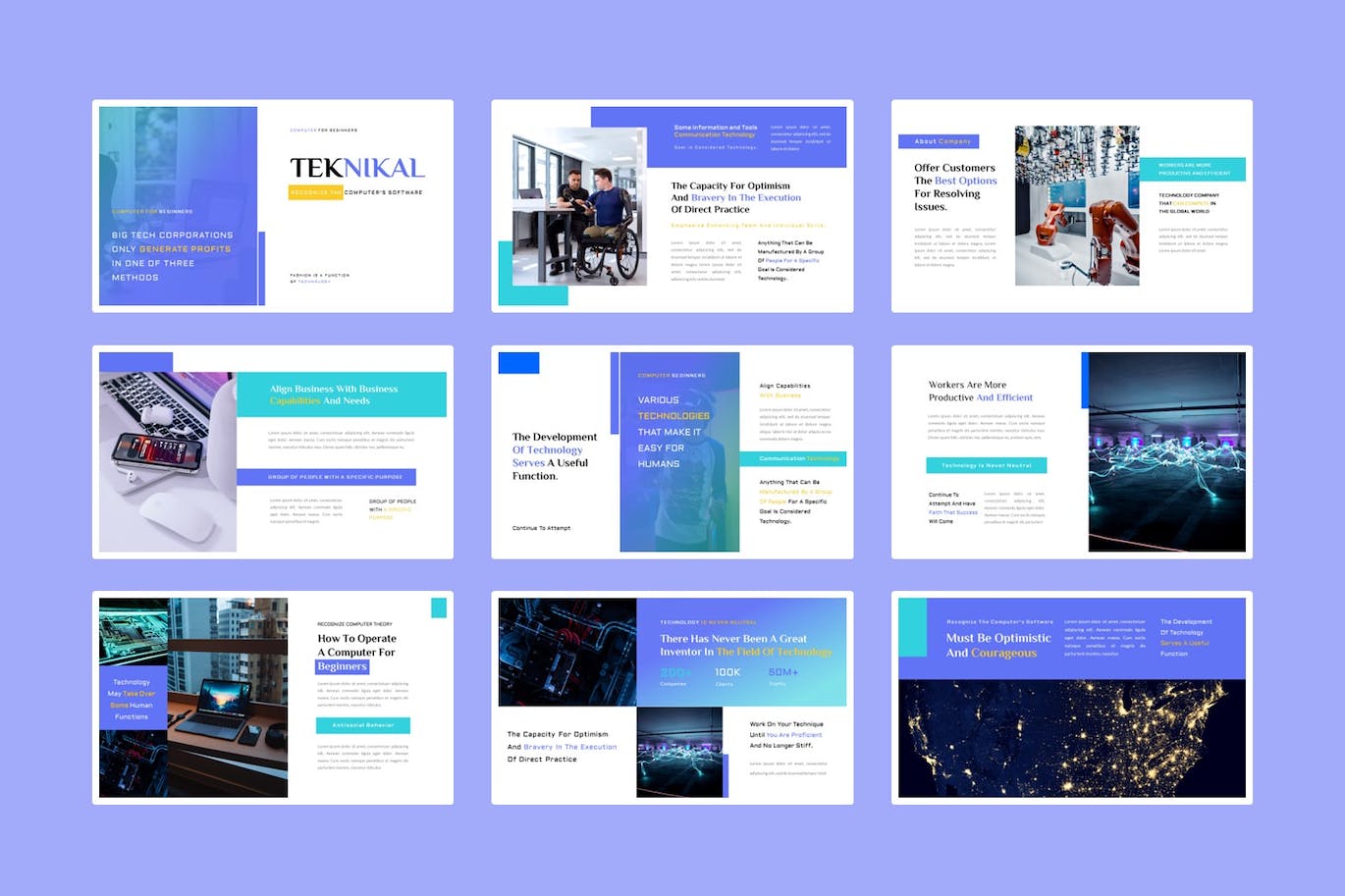技术和商业谷歌幻灯片模板下载 Teknikal – Technology and Business Google Slide 幻灯图表 sucaiwan.com